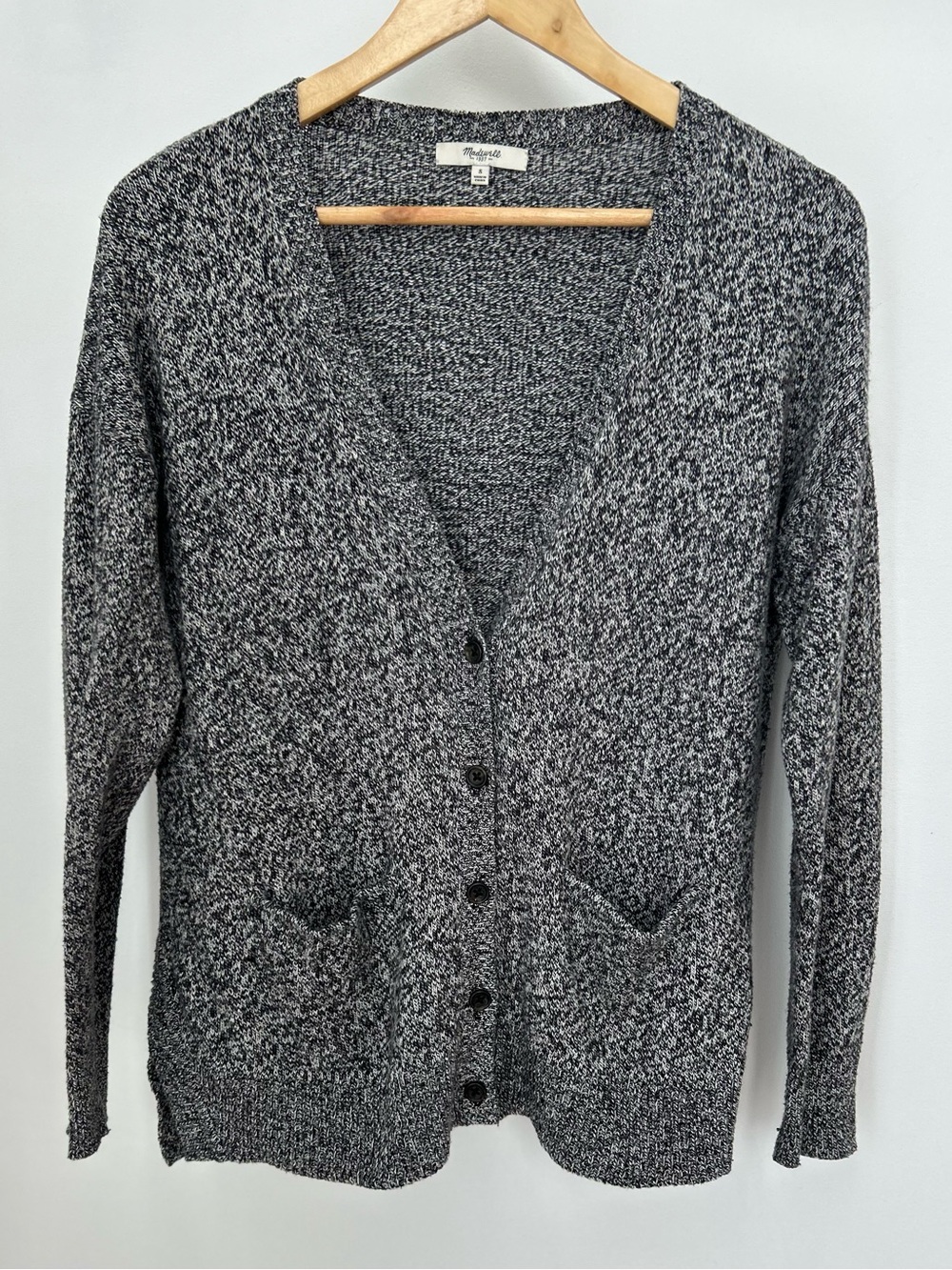 Madewell Marled Gray V Neck Button Front Cardigan Sweater Size S